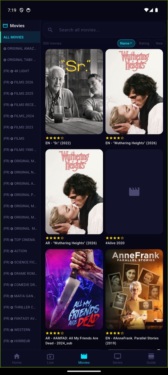 Movie library grid in Streavo